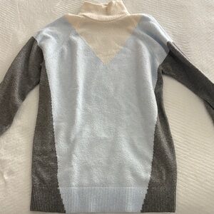 Express Colorblock Turtleneck Sweater in Gray, Cream, and Blue